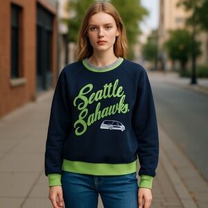 🏈 NFL Seattle Seahawks Fanatics Sweater L Green Blue stripe Unisex Washington